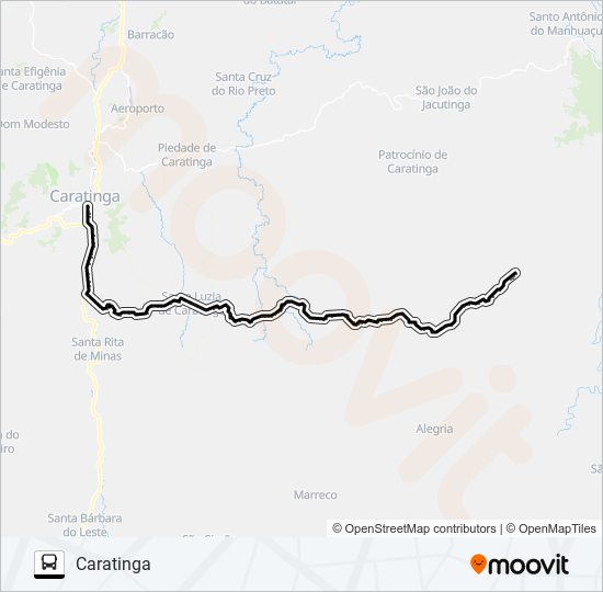 Mapa da linha D06 CARATINGA/SUISSO de ônibus