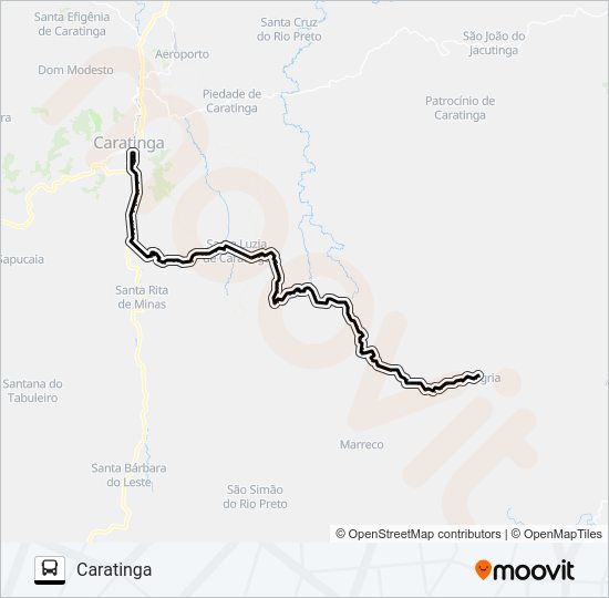 Mapa da linha 4647 ALEGRIA/CARATINGA de ônibus