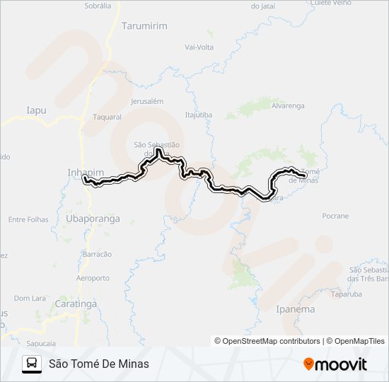 Mapa da linha 4615 SÃO TOMÉ/INHAPIM de ônibus