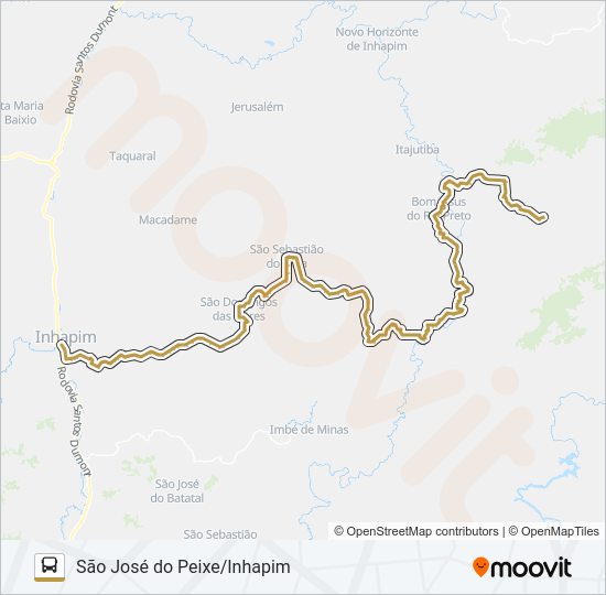 Mapa da linha SÃO JOSÉ DO PEIXE/INHAPIM de ônibus