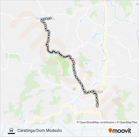 Mapa da linha D02 CARATINGA/DOM MODESTO de ônibus