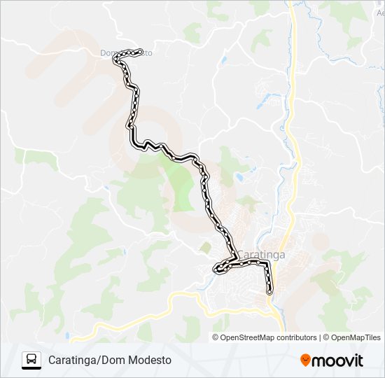 Mapa de D02 CARATINGA/DOM MODESTO de autobús