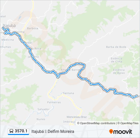 Mapa da linha 3570.1 de ônibus
