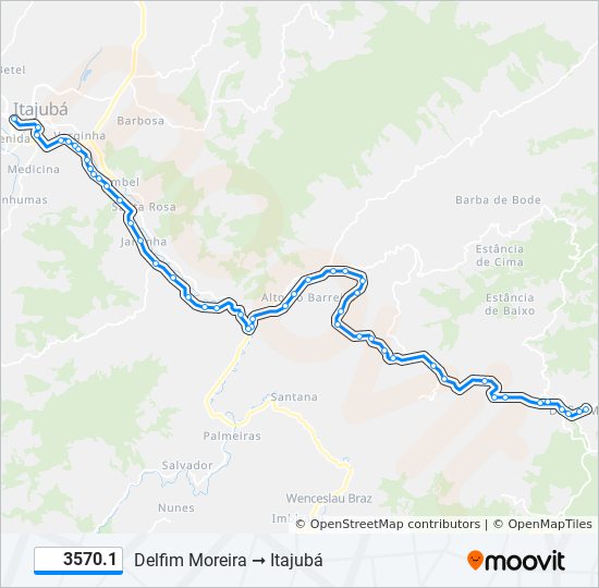 Mapa da linha 3570.1 de ônibus