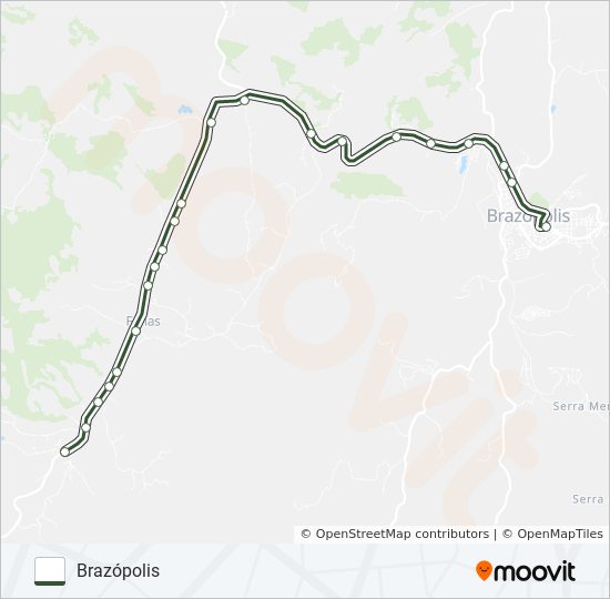 Mapa da linha BRAZÓPOLIS/CRUZ VERA de ônibus