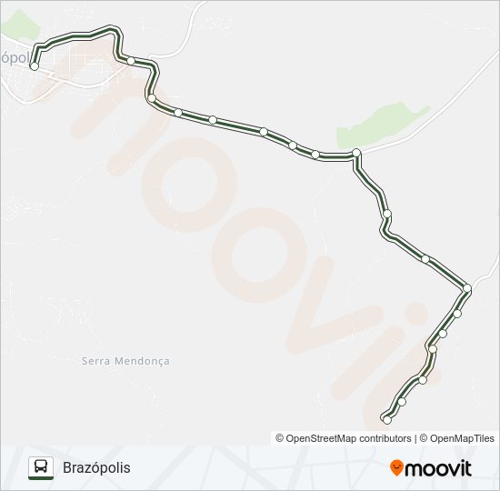 Mapa da linha BRAZÓPOLIS/BOM SUCESSO de ônibus