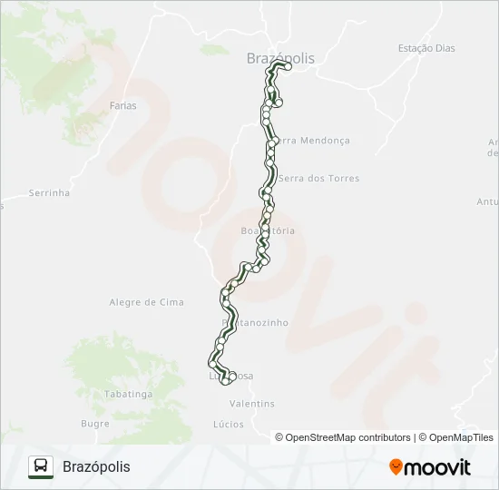 BRAZÓPOLIS/LUMINOSA VIA FREI ORESTES Bus Line Map