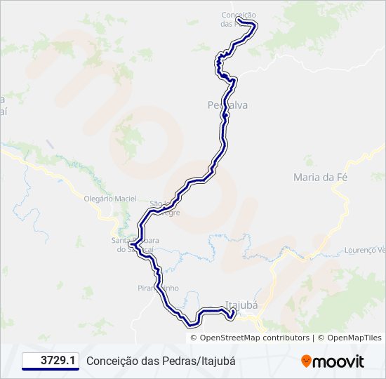 Mapa da linha 3729.1 de ônibus