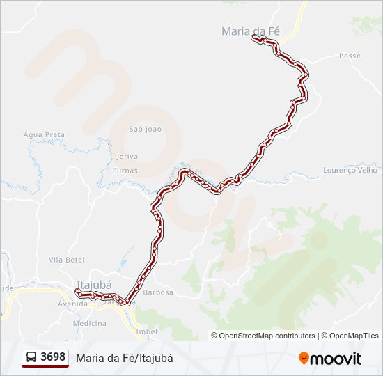 Mapa da linha 3698 de ônibus