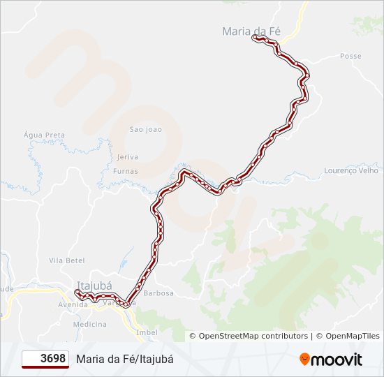 Mapa da linha 3698 de ônibus