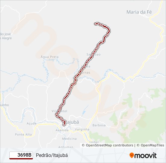 Mapa da linha 3698B de ônibus