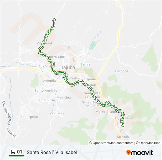 Mapa da linha 01 de ônibus