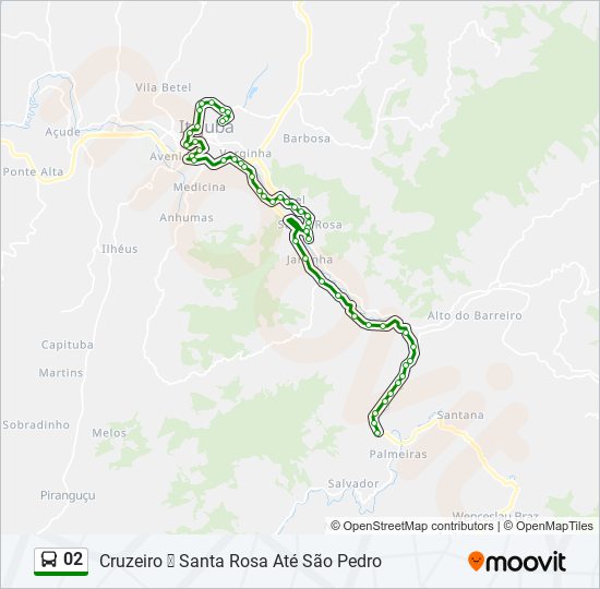 Mapa da linha 02 de ônibus