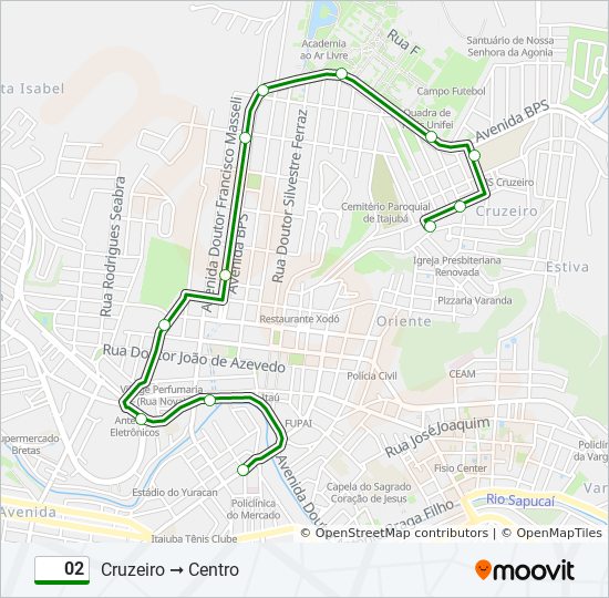 Mapa da linha 02 de ônibus