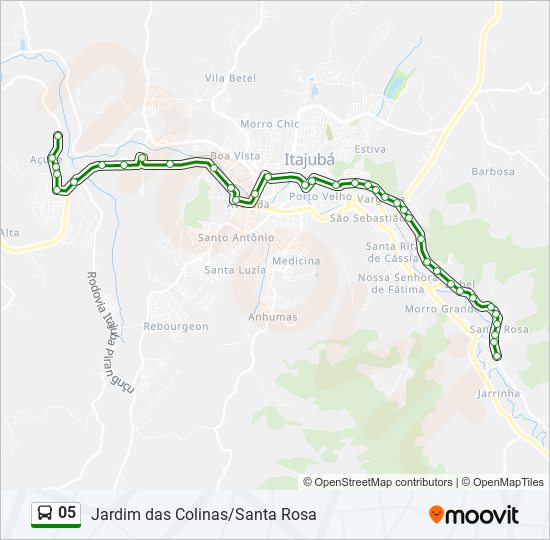 Mapa da linha 05 de ônibus