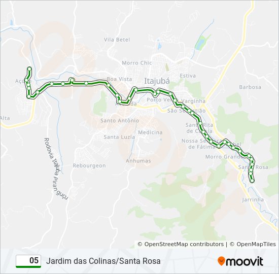 Mapa da linha 05 de ônibus