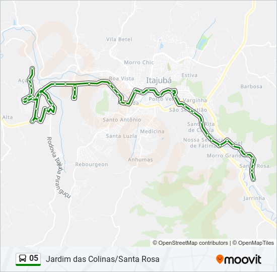 Mapa da linha 05 de ônibus