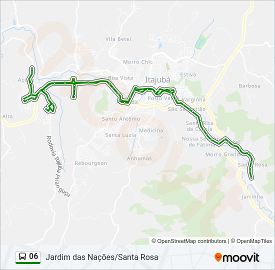Mapa da linha 06 de ônibus