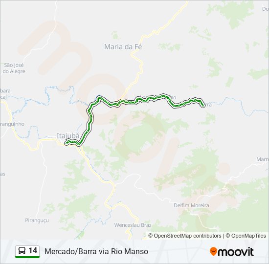 Mapa da linha 14 de ônibus