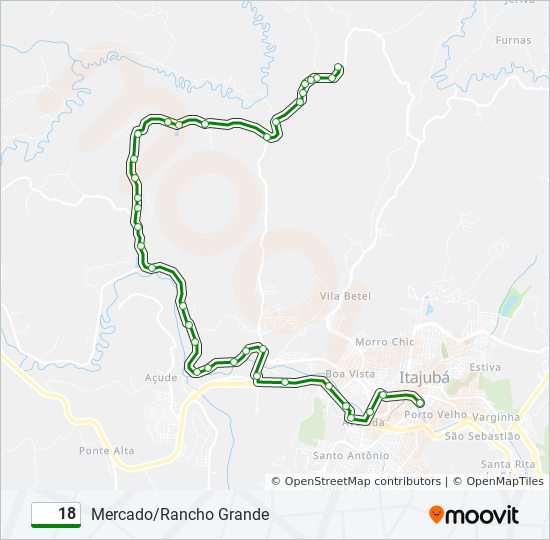 Mapa da linha 18 de ônibus