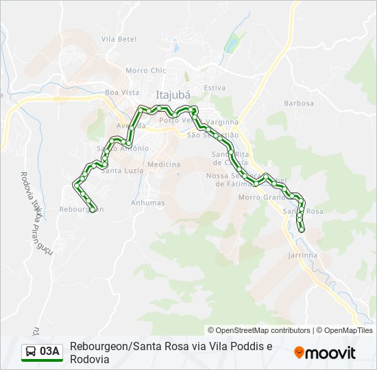 Mapa da linha 03A de ônibus