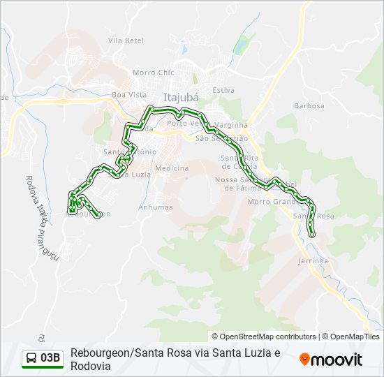 Mapa da linha 03B de ônibus