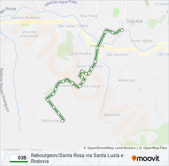 Mapa da linha 03B de ônibus