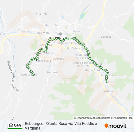 Mapa da linha 04A de ônibus