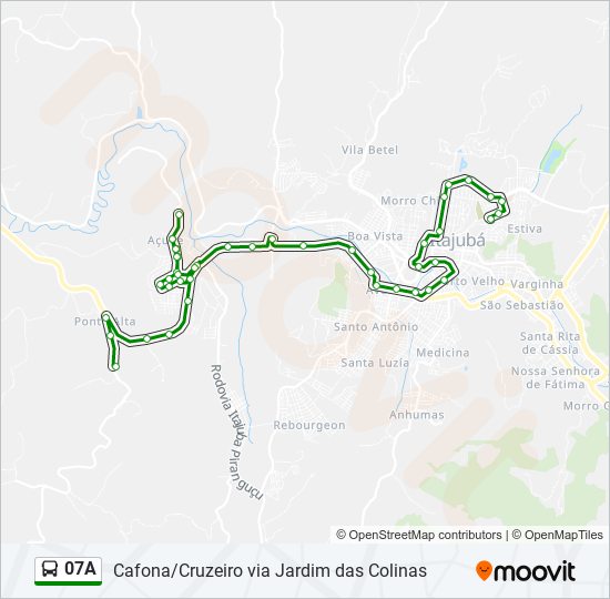 Mapa da linha 07A de ônibus