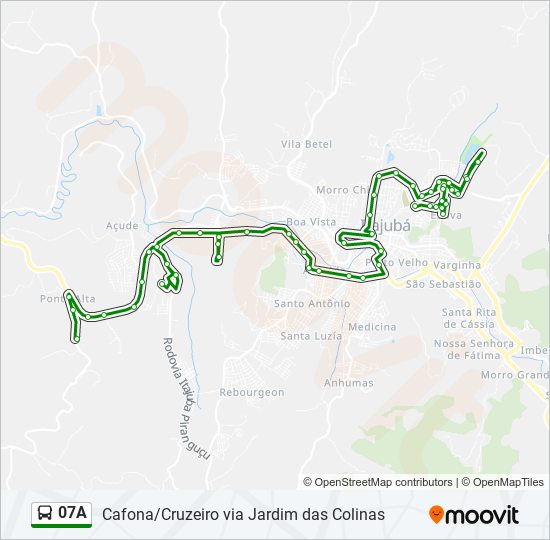 Mapa da linha 07A de ônibus