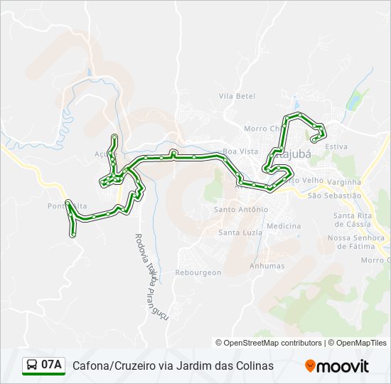 Mapa da linha 07A de ônibus