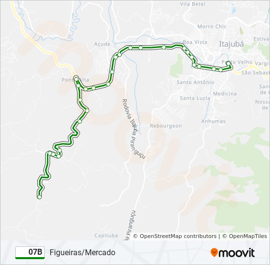 Mapa de 07B de autobús