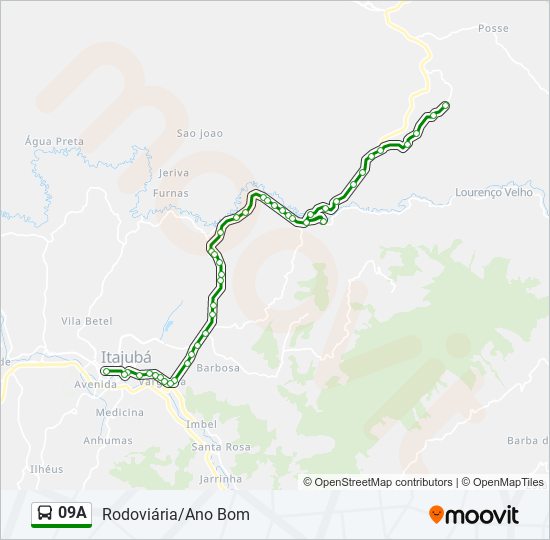 Mapa da linha 09A de ônibus