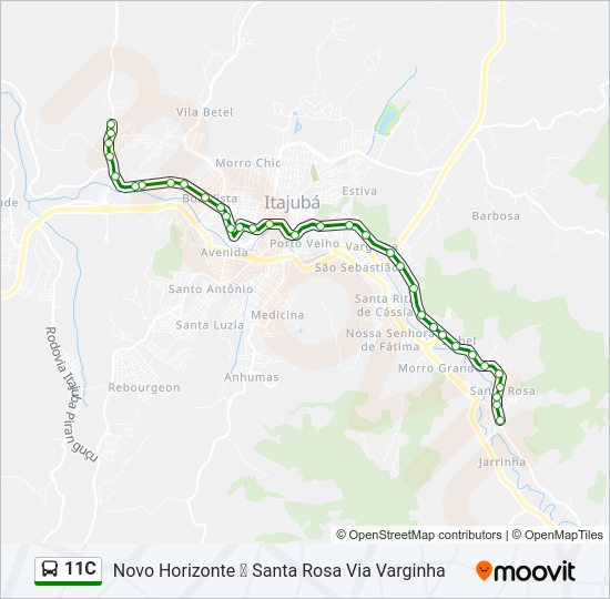Mapa da linha 11C de ônibus