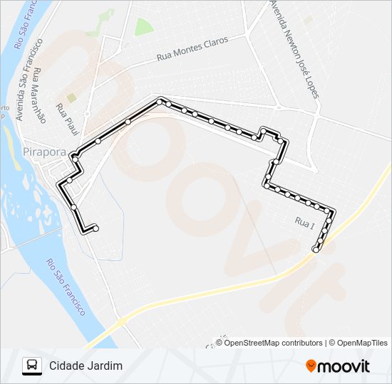 Mapa da linha CIDADE JARDIM de ônibus
