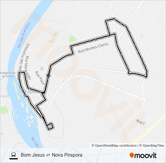 Mapa da linha NOVA PIRAPORA de ônibus