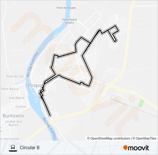 Mapa da linha CIRCULAR B de ônibus