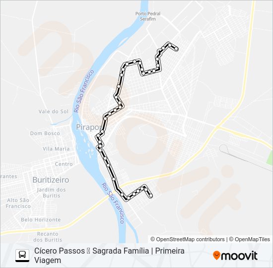 Mapa da linha CIRCULAR A de ônibus