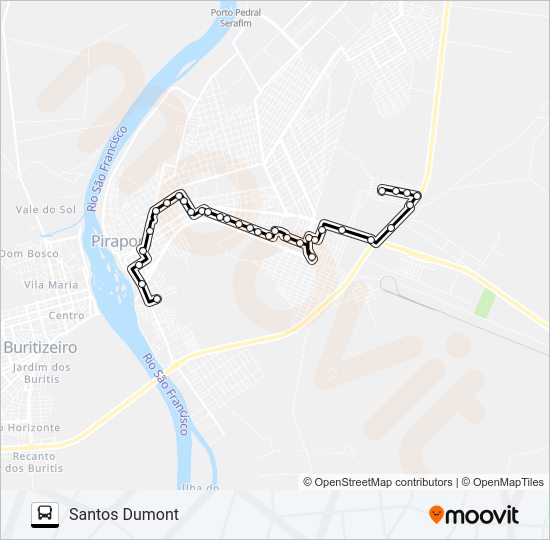 Mapa da linha SANTOS DUMONT de ônibus