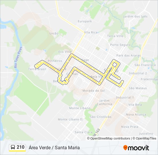 Mapa de 210 de autobús