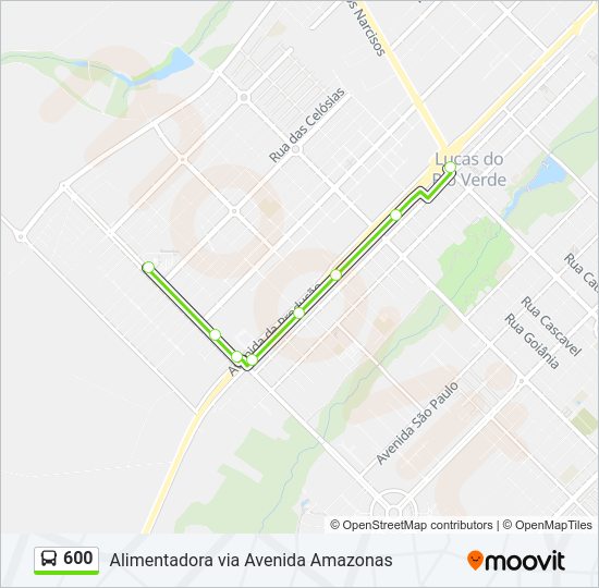 Mapa da linha 600 de ônibus