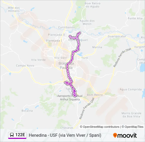 122E Bus Line Map