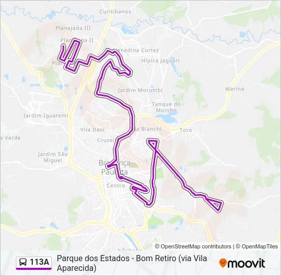 113A Bus Line Map