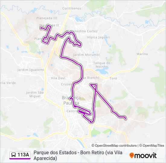 113A Bus Line Map