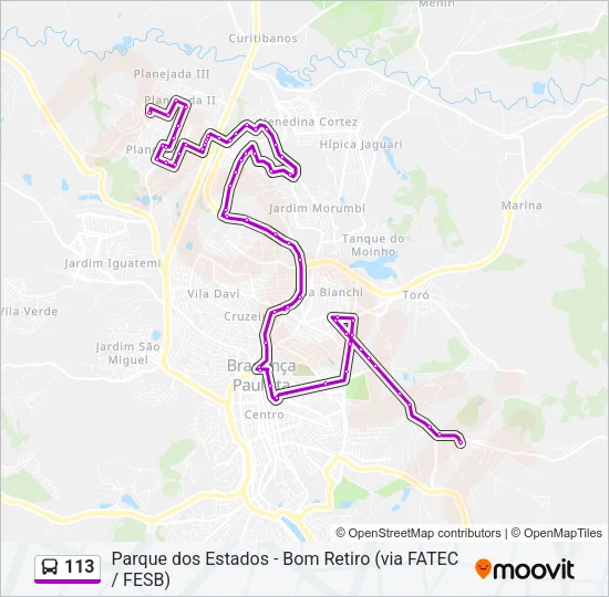 113 Bus Line Map
