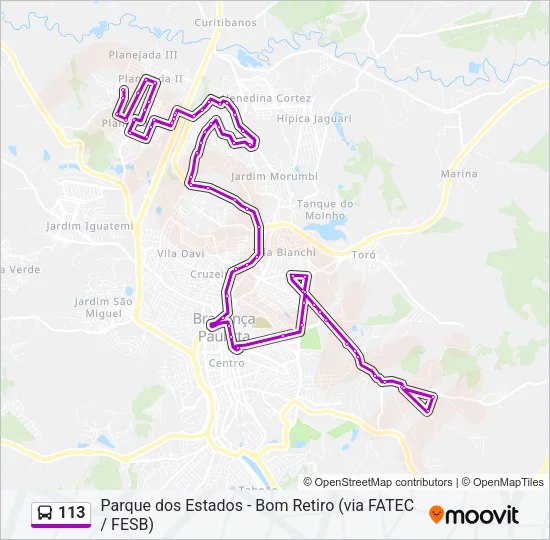 113 Bus Line Map