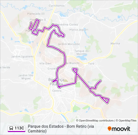 113C Bus Line Map