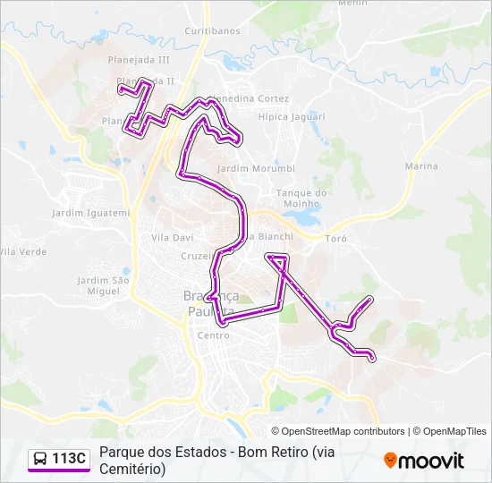 113C Bus Line Map