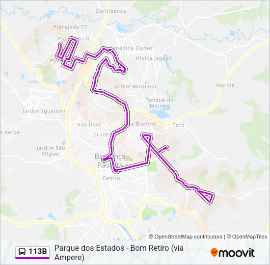 113B Bus Line Map