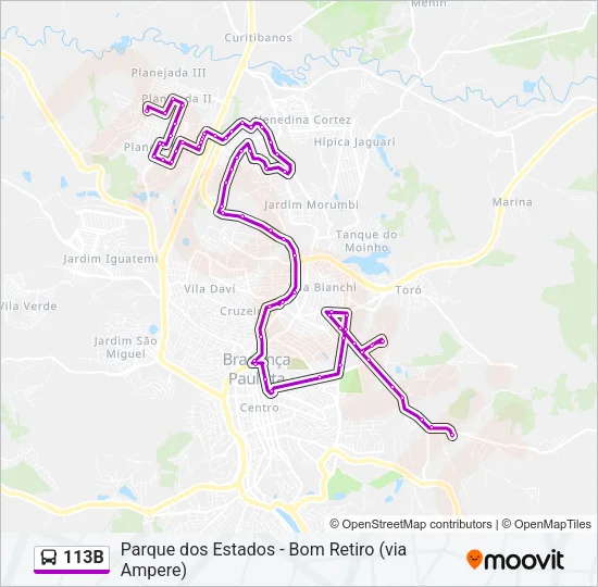 113B Bus Line Map